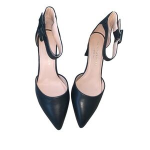Kurt Geiger Black Pointed Toe Ankle Strap Heels Size 38.5